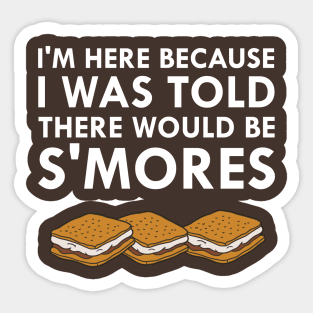 I Was Told There Would Be S'Mores Camping Sticker